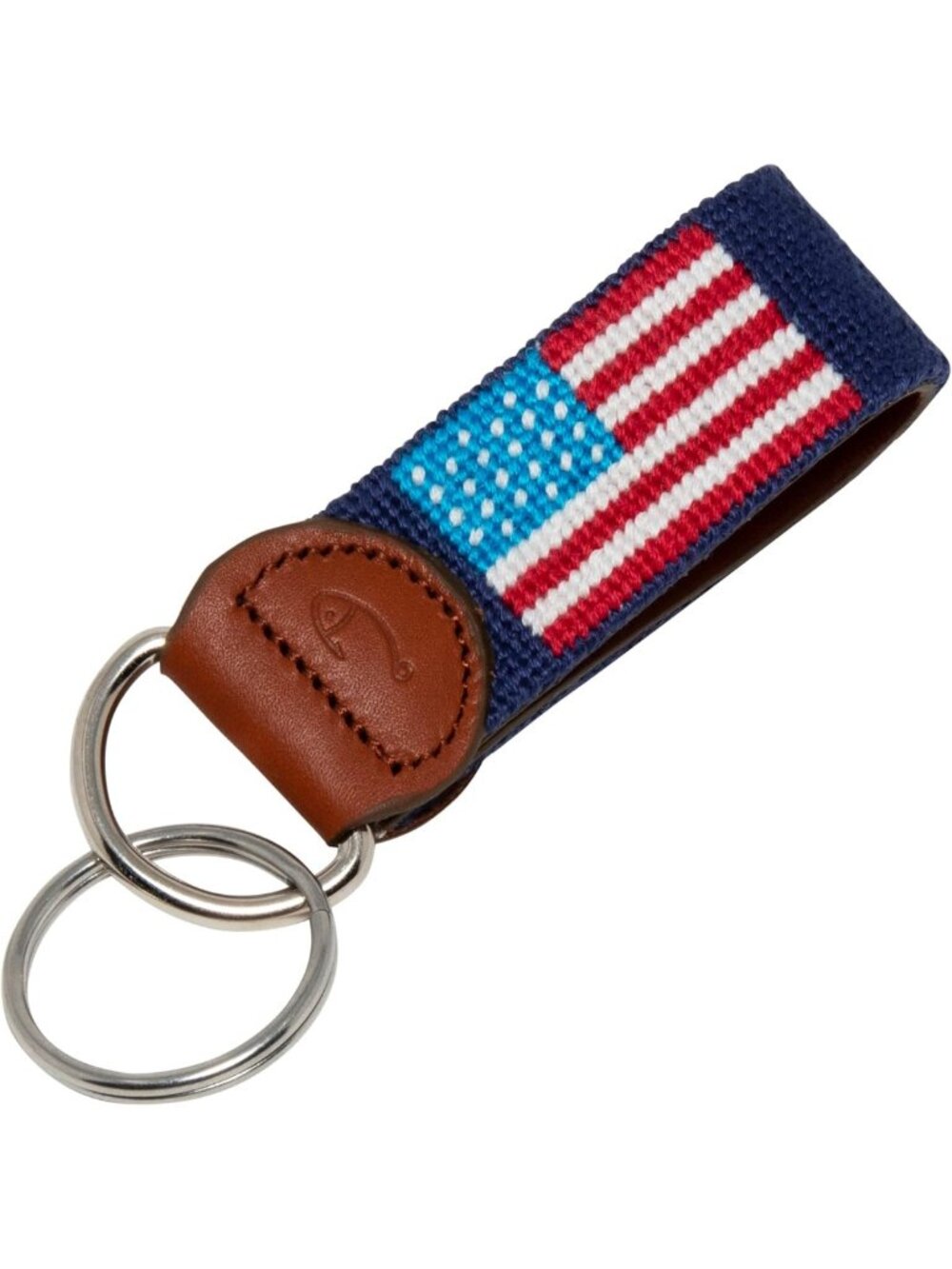 Hand-Stitched Leather Needlepoint Key Fob | Stylish Key Chain Accessory